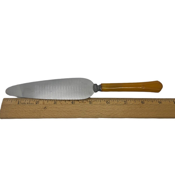 Mid 20th Century Pie Tarte 9 1/4" Server Stainless Steel Blade Celluloid Handle - Picture 10 of 12